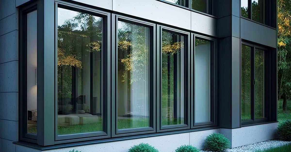 Modern facade with aluminium glazing